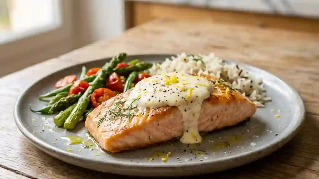 Saumon fondant au citron et crème onctueuse - Photo de présentation