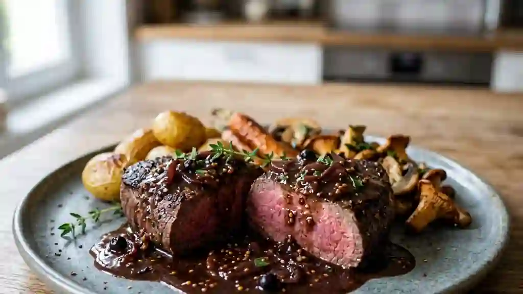 Pavés de biche fondants à la sauce grand veneur - Photo de présentation