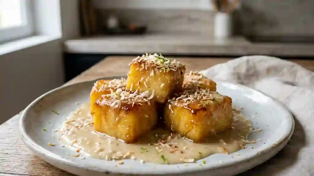 Pavés d'ananas fondants coco et citron vert - Photo de présentation