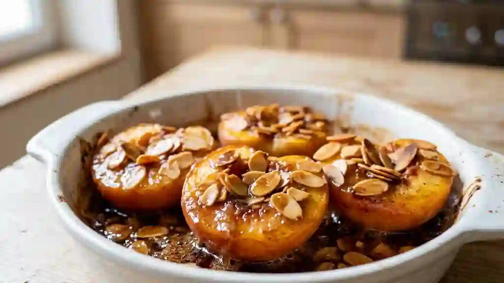 Pêches Rôties au Miel et Amandes Croquantes - Photo de présentation