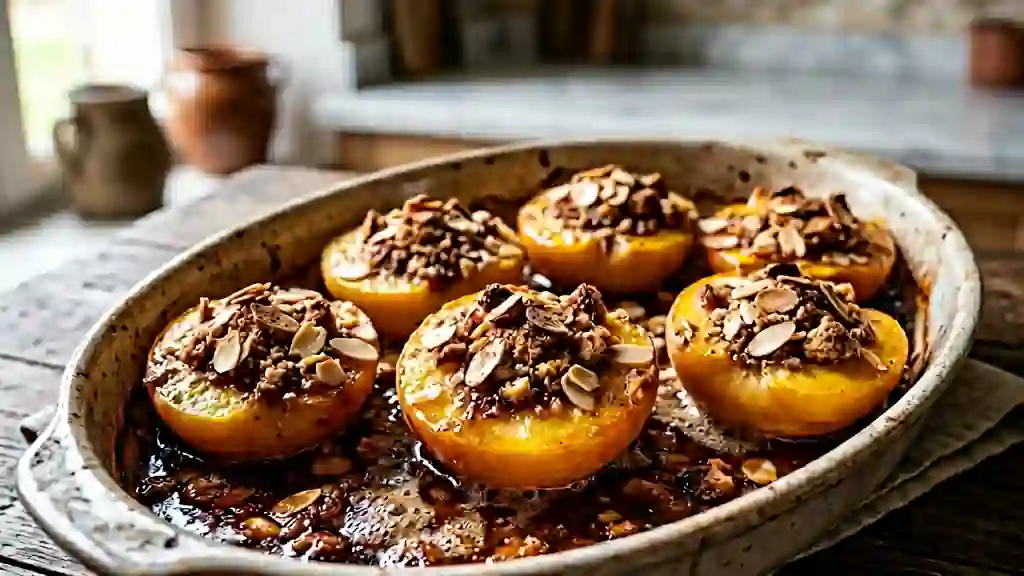 Pêches fondantes au four et Amaretti - Photo de présentation
