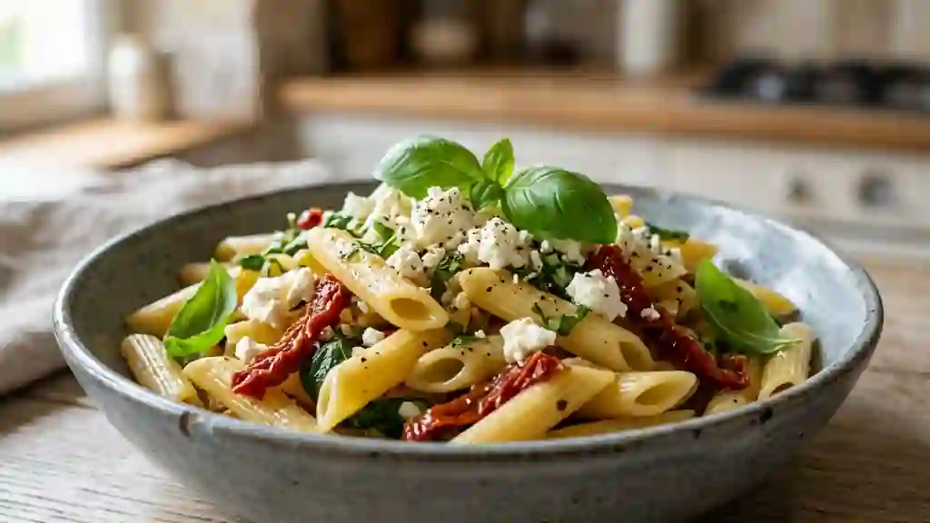 Penne à la feta et tomates séchées fondantes - Photo de présentation