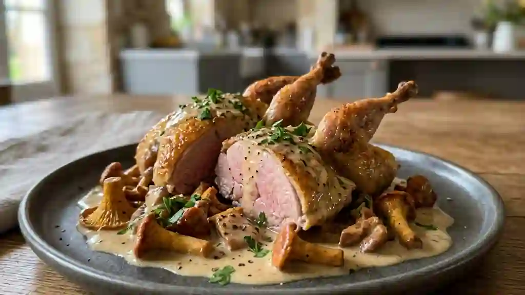 Perdreaux Rôtis aux Girolles Crémées - Photo de présentation