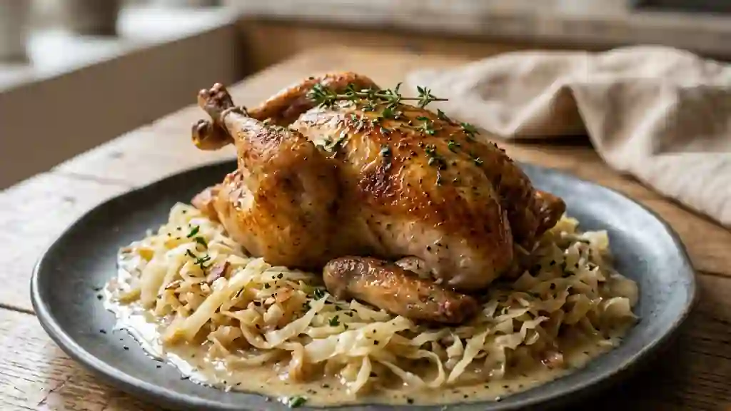 Perdrix flambées et chou braisé au cognac - Photo de présentation