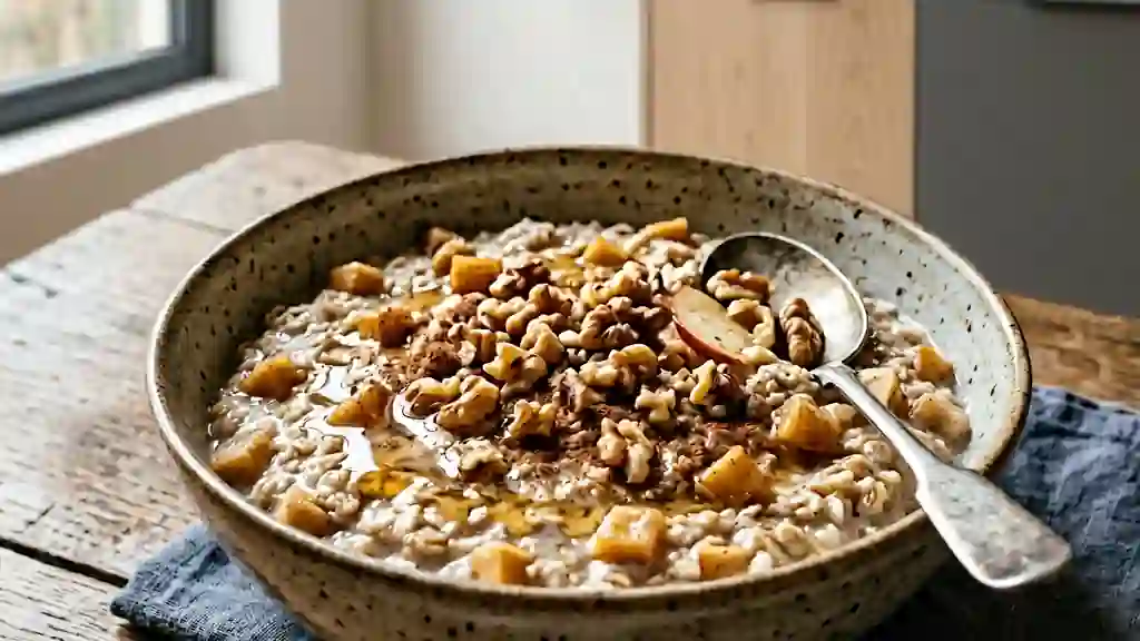 Porridge fondant pommes et noix - Photo de présentation