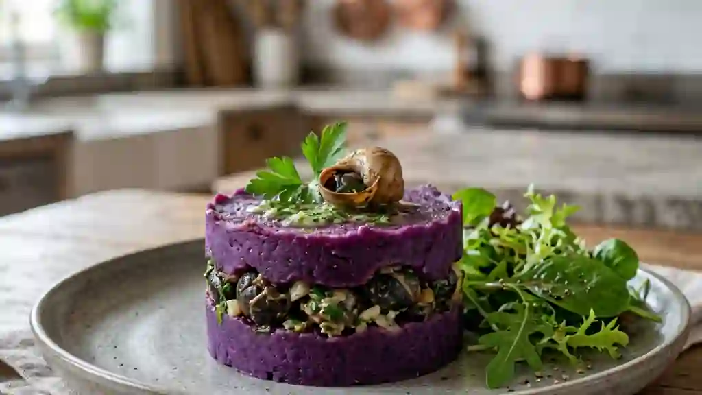 Fondant de vitelotte aux escargots persillés - Photo de présentation