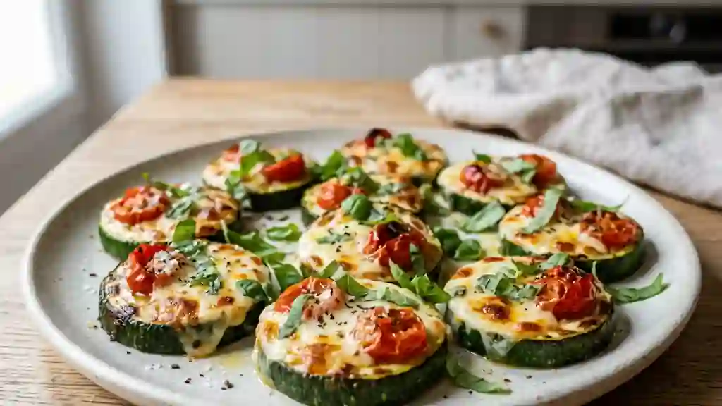 Mini-pizzas de courgette fondantes et basilic - Photo de présentation