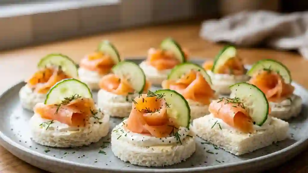 Canapés saumon fumé et concombre croquant - Photo de présentation
