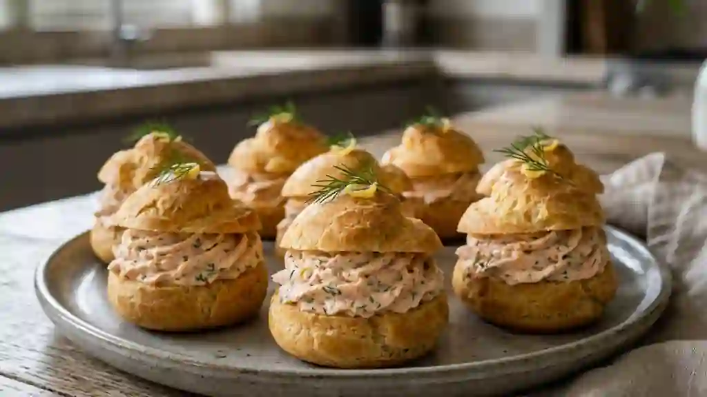 Choux aériens à la mousse de saumon citronnée - Photo de présentation