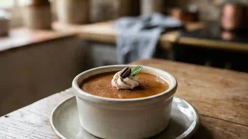 Petits flans fondants au café noir - Photo de présentation
