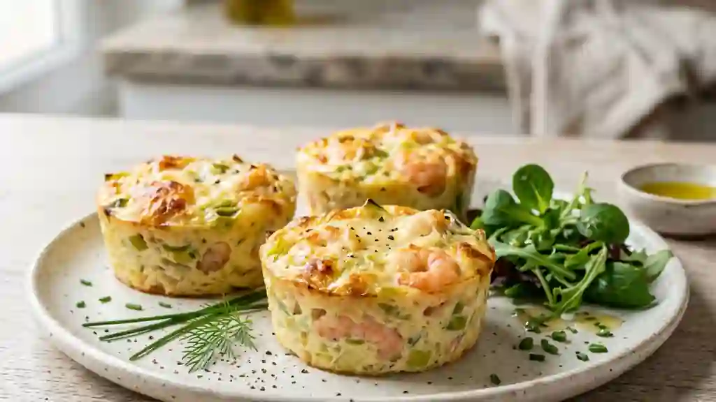Petits flans onctueux poireaux-crevettes - Photo de présentation