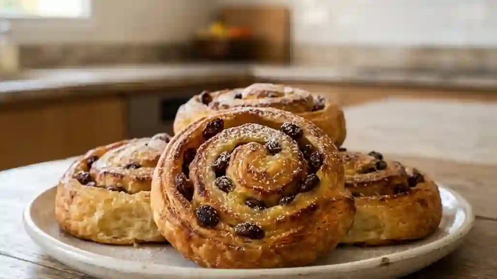 Pains aux raisins moelleux et crème fondante - Photo de présentation