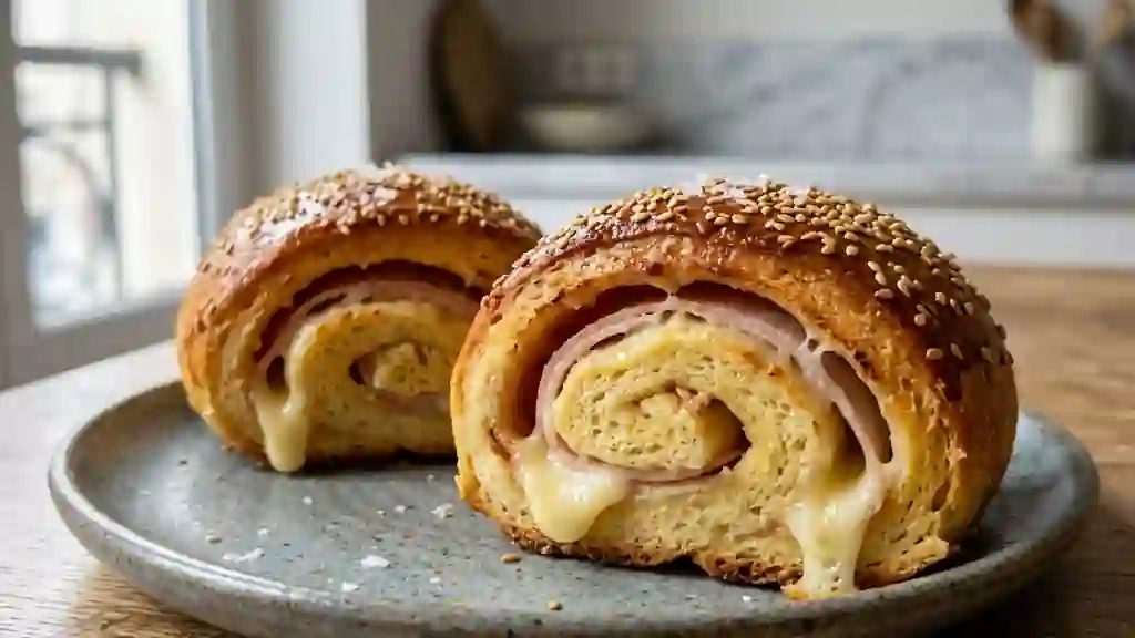 Petits pains briochés jambon et brie coulant - Photo de présentation
