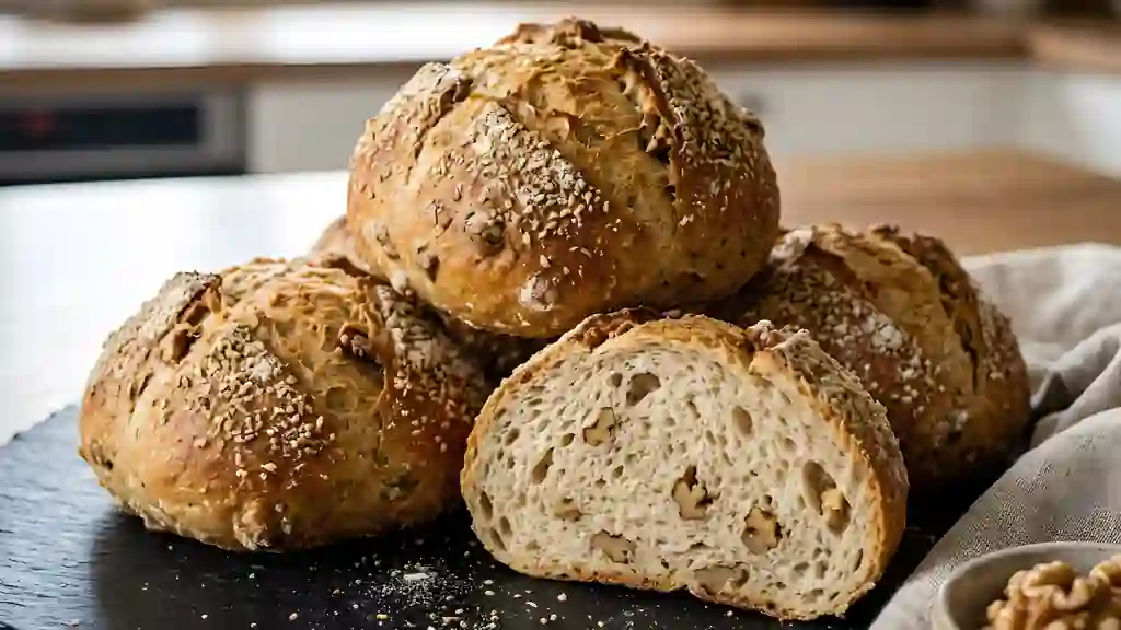 Petits pains rustiques au blé et noix - Photo de présentation