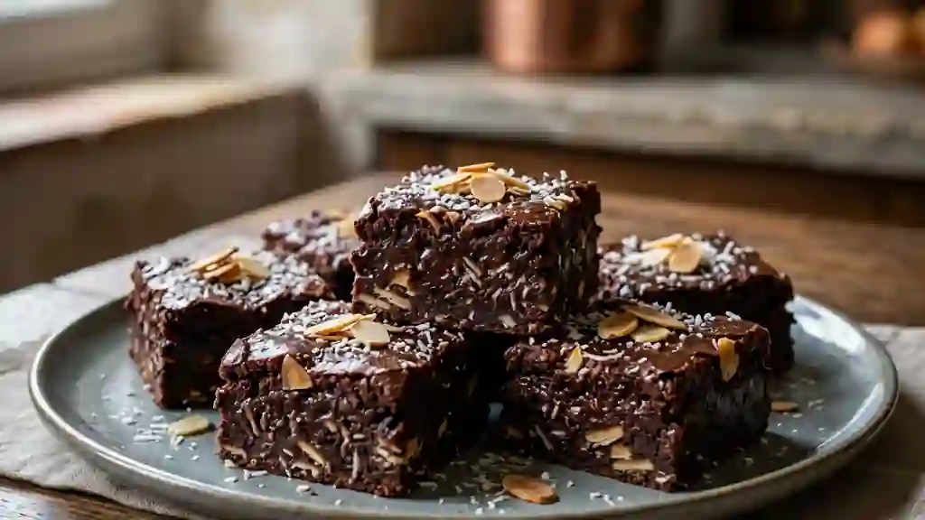 Pavés fondants chocolat, amandes et coco - Photo de présentation