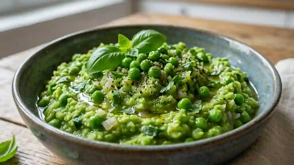 Petits pois fondants au basilic frais - Photo de présentation