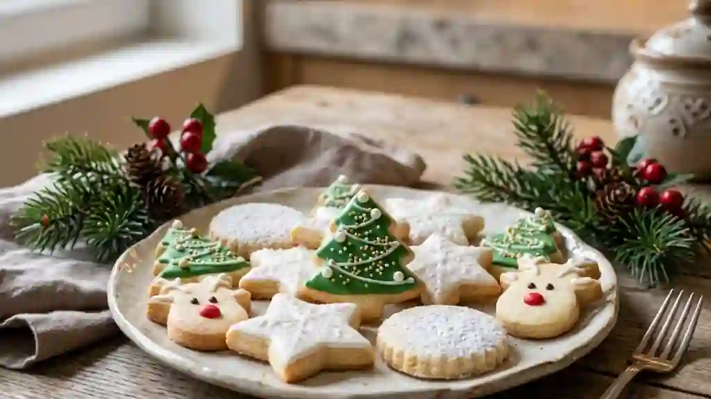 Sablés de Noël vanillés au glaçage festif - Photo de présentation