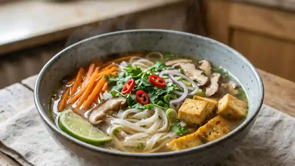 Pho végétal aux shiitakés et bouillon anisé - Photo de présentation