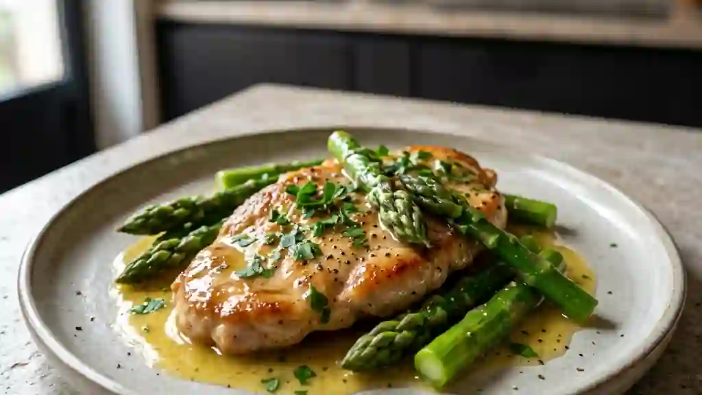Piccata de veau fondante au citron et asperges - Photo de présentation