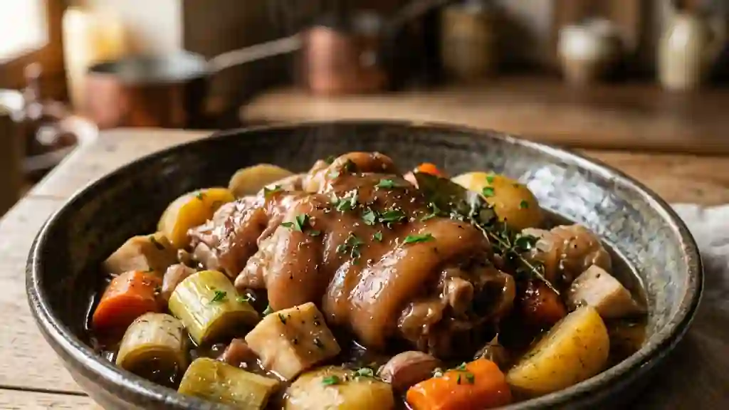 Pieds de porc cathares et légumes fondants - Photo de présentation