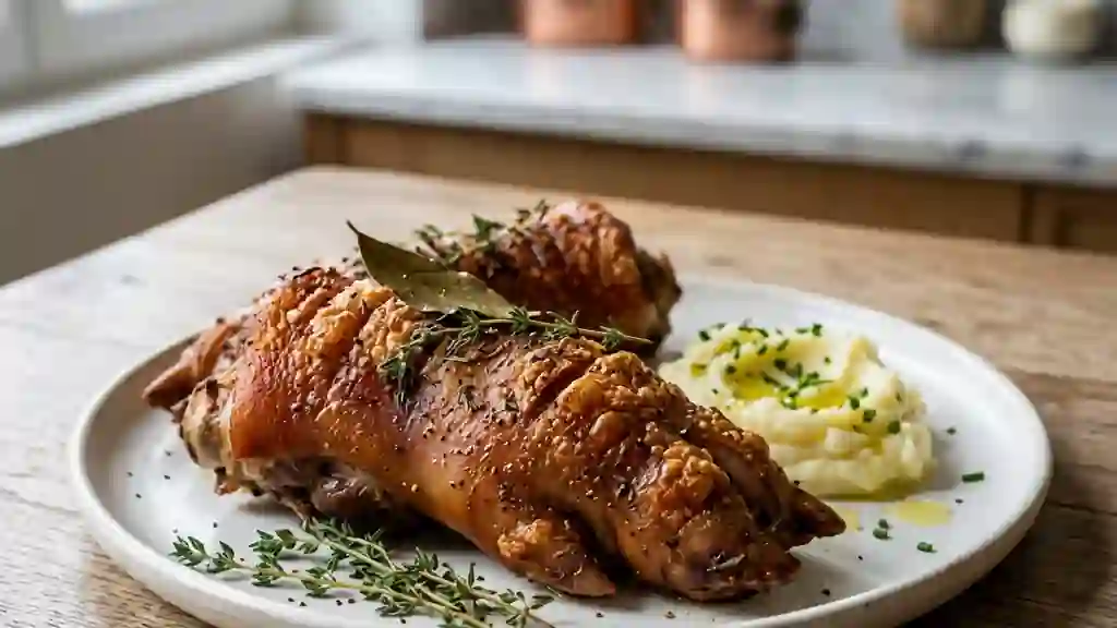 Pieds de porc à la peau craquante et ailée - Photo de présentation