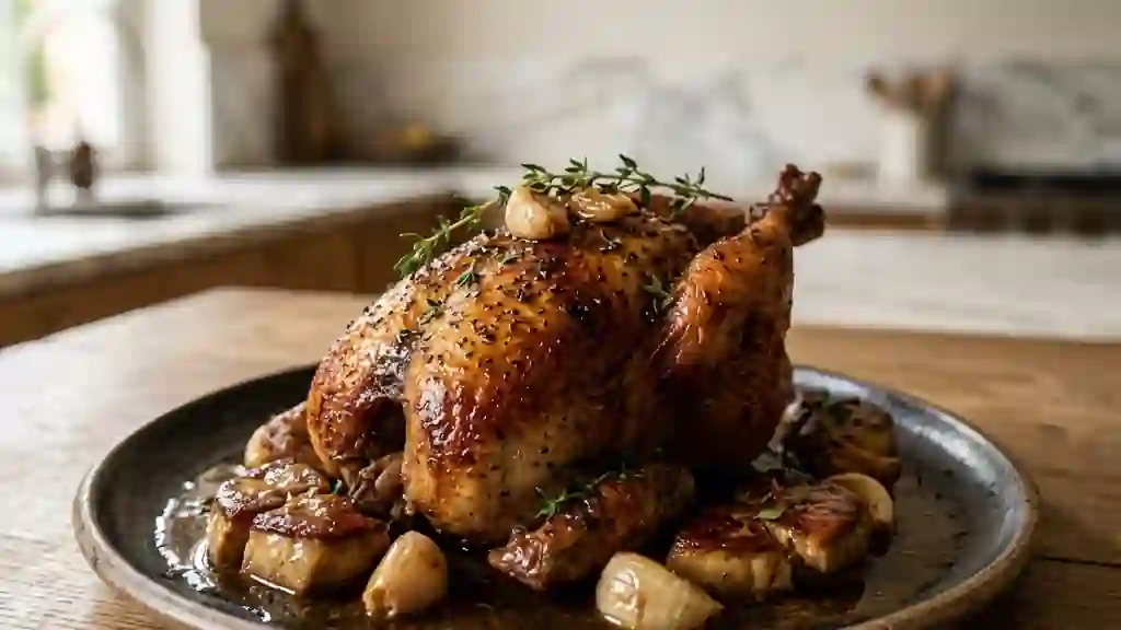 Pigeon au Foie Gras et Ail Confit - Photo de présentation
