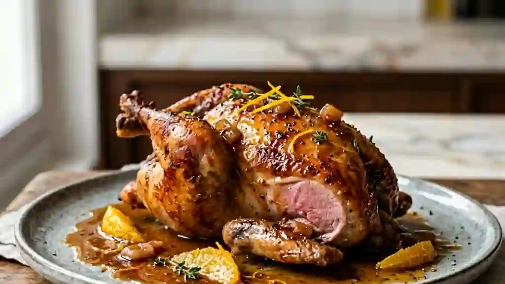 Pigeonneaux fondants au cognac et à l'orange - Photo de présentation