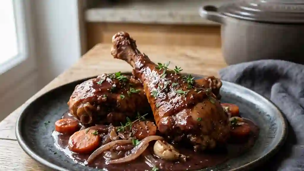 Pilons de dinde fondants au vin rouge - Photo de présentation