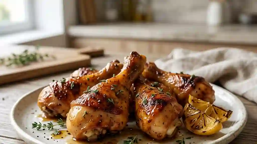 Pilons de poulet miel-citron laqués et fondants - Photo de présentation