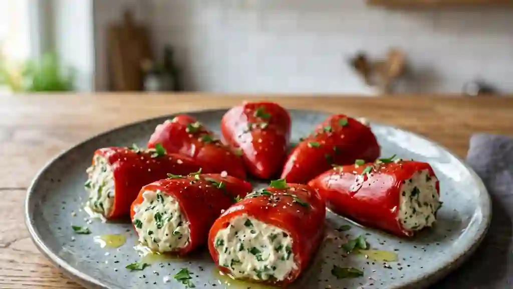 Piquillos farcis : cœur crémeux à l'ail et persil - Photo de présentation