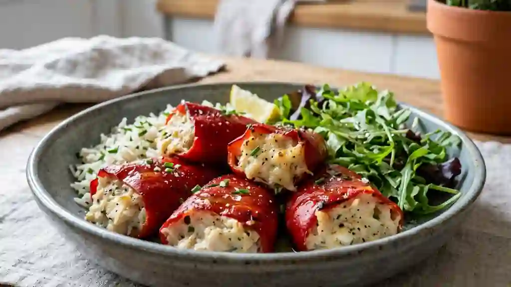 Piquillos farcis au merlu et crème onctueuse - Photo de présentation