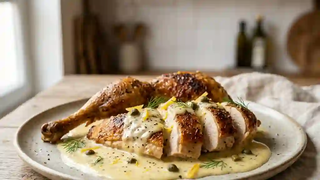 Pintade rôtie et sa crème onctueuse au citron - Photo de présentation