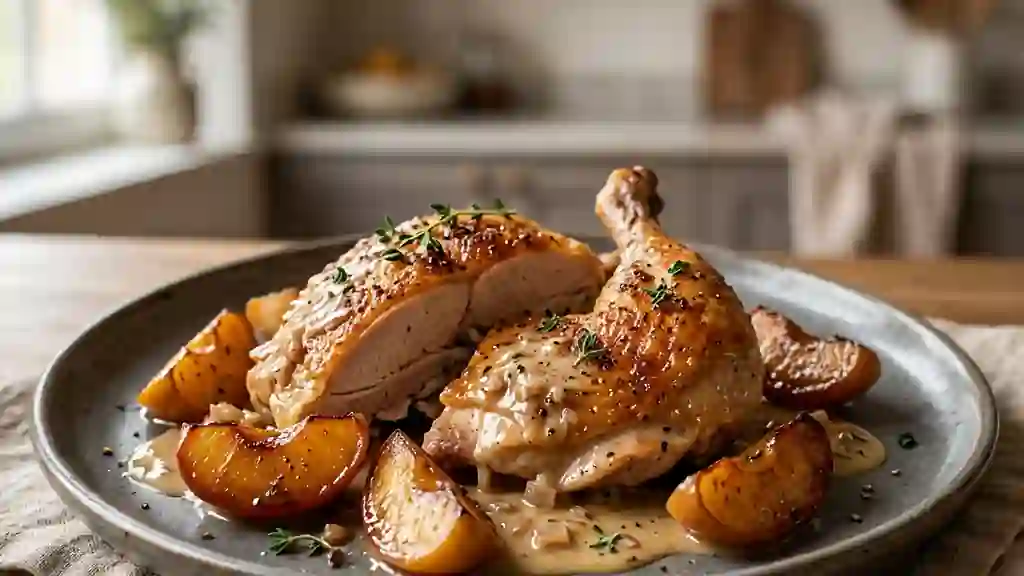 Pintade Rôtie, Pommes Fondantes au Calvados - Photo de présentation