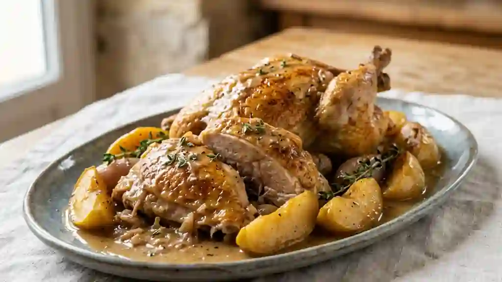 Pintade au cidre et pommes fondantes - Photo de présentation