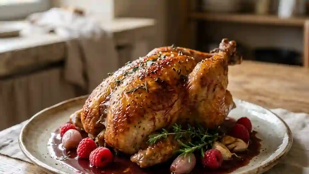 Pintade Rôtie Acidulée à la Framboise - Photo de présentation