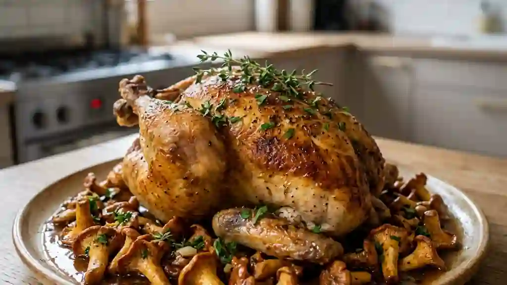 Pintade rôtie et ses girolles au beurre - Photo de présentation