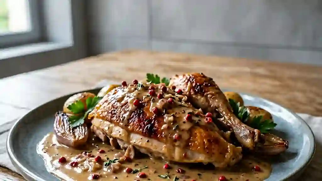 Pintadeaux rôtis au cognac et poivre rose - Photo de présentation