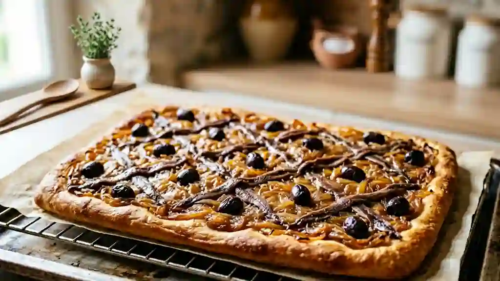 Pissaladière aux oignons fondants et anchois - Photo de présentation