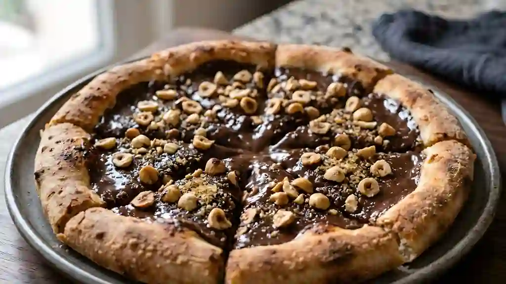 Pizza au Chocolat Fondant et Noisettes - Photo de présentation