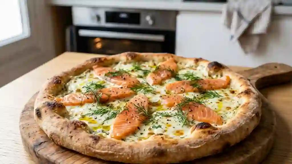 Pizza Saumon, Crème Citronnée & Aneth - Photo de présentation