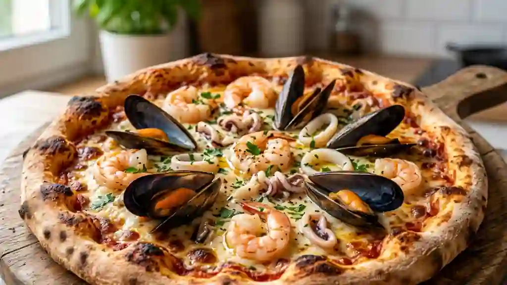 Pizza Marinara aux Fruits de Mer et Ail Frais - Photo de présentation