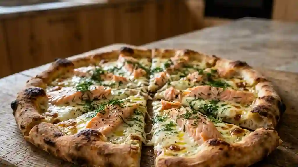 Pizza Saumon Frais et Crème Citronnée - Photo de présentation