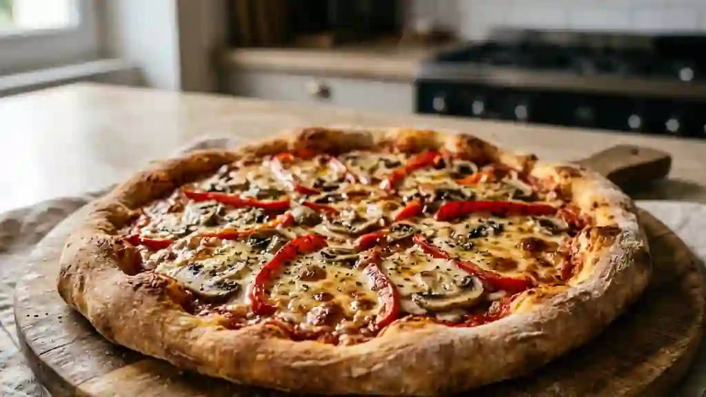 Pizza aérienne et légère aux légumes frais - Photo de présentation