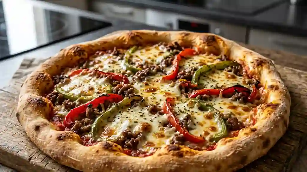 Pizzorella croustillante au bœuf et poivrons - Photo de présentation