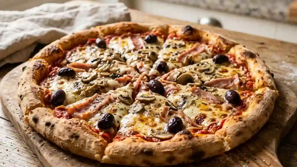 Pizza Royale croustillante et fondante - Photo de présentation