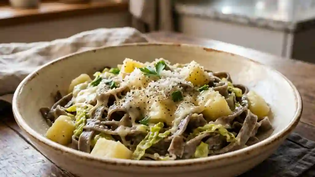 Pizzoccheri fondants au sarrasin et fontina - Photo de présentation