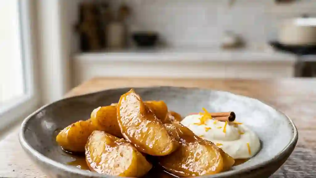 Pommes fondantes caramélisées à la cannelle - Photo de présentation