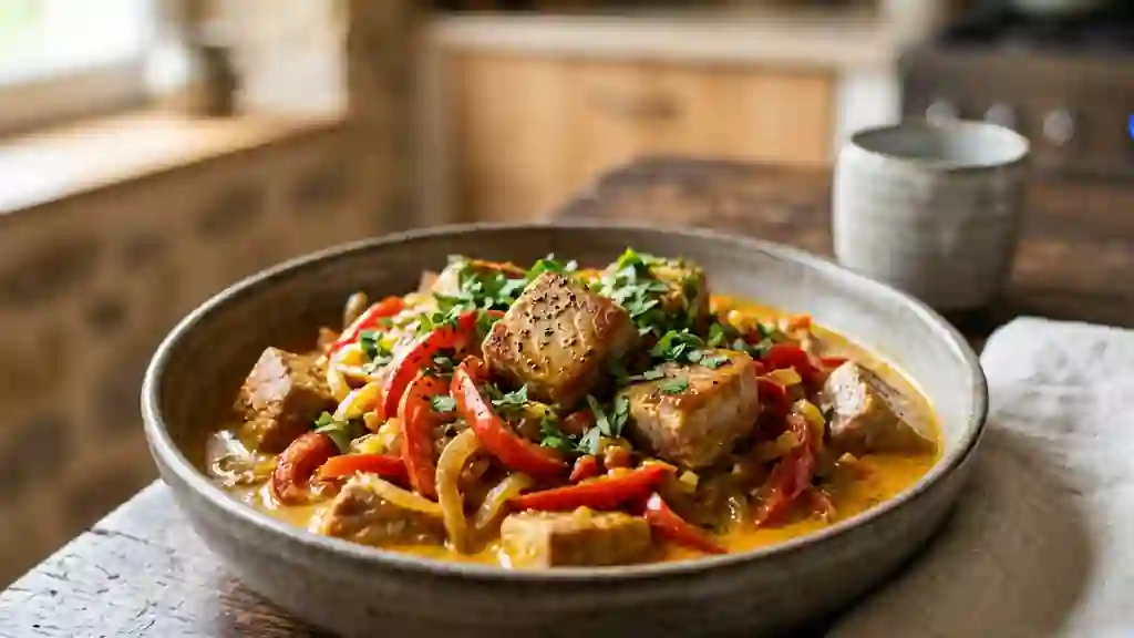 Thon au curry fondant et lait de coco - Photo de présentation