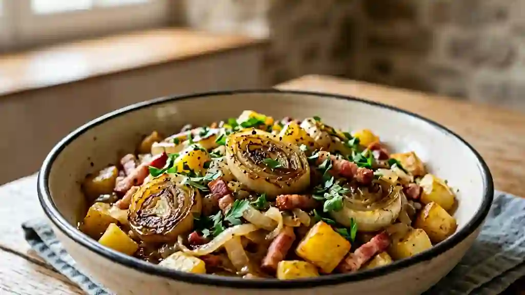 Poêlée paysanne endives et lardons dorés - Photo de présentation