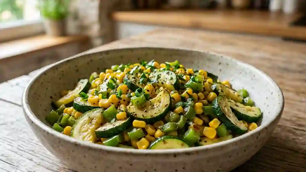 Courgettes croquantes au maïs et poivron - Photo de présentation